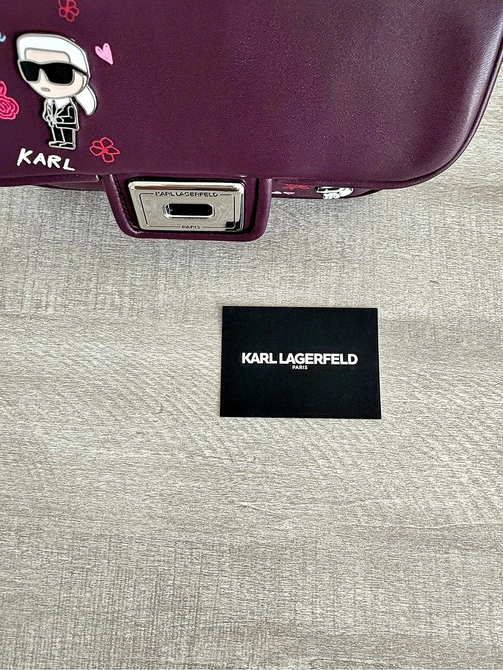 Karl Lagerfeld Paris Karl Choupette Burgundy Shoulder Crossbody Bag NWT - Picture 8 of 12